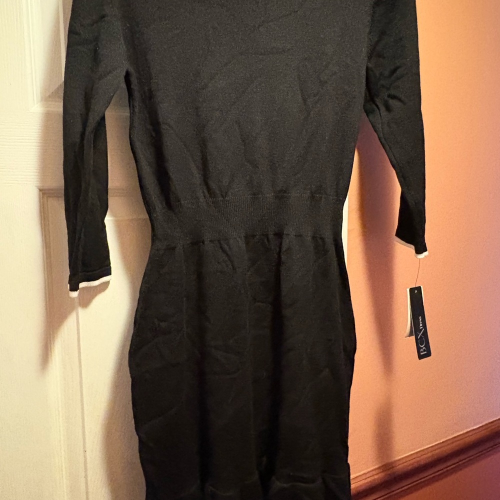 BCX Black Sheath Dress Long Sleeve Crew Neck